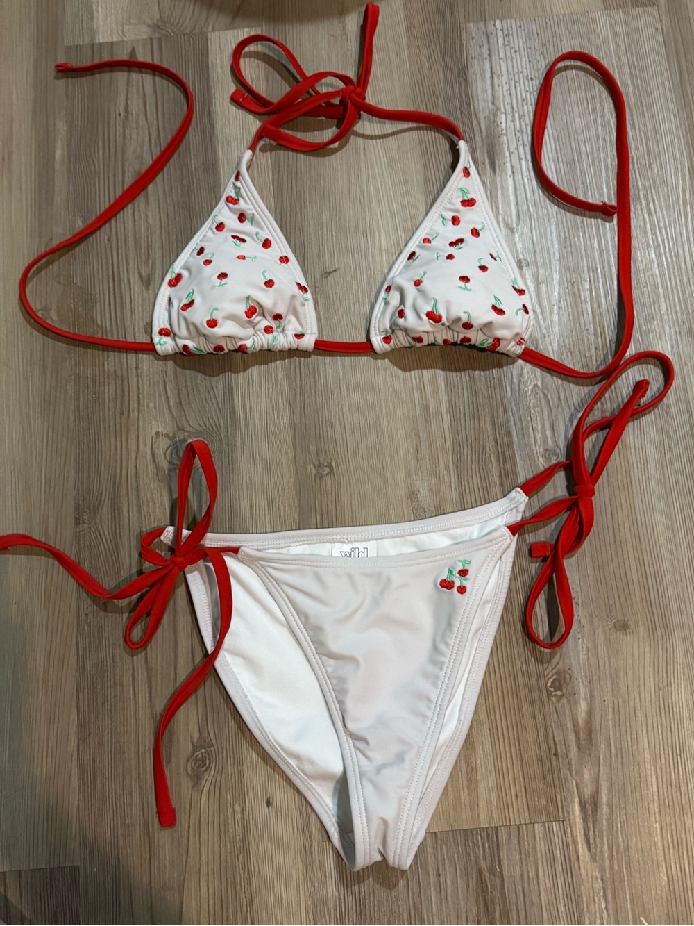 wild fable White and Red Cherry Print Girls' Bikini Set